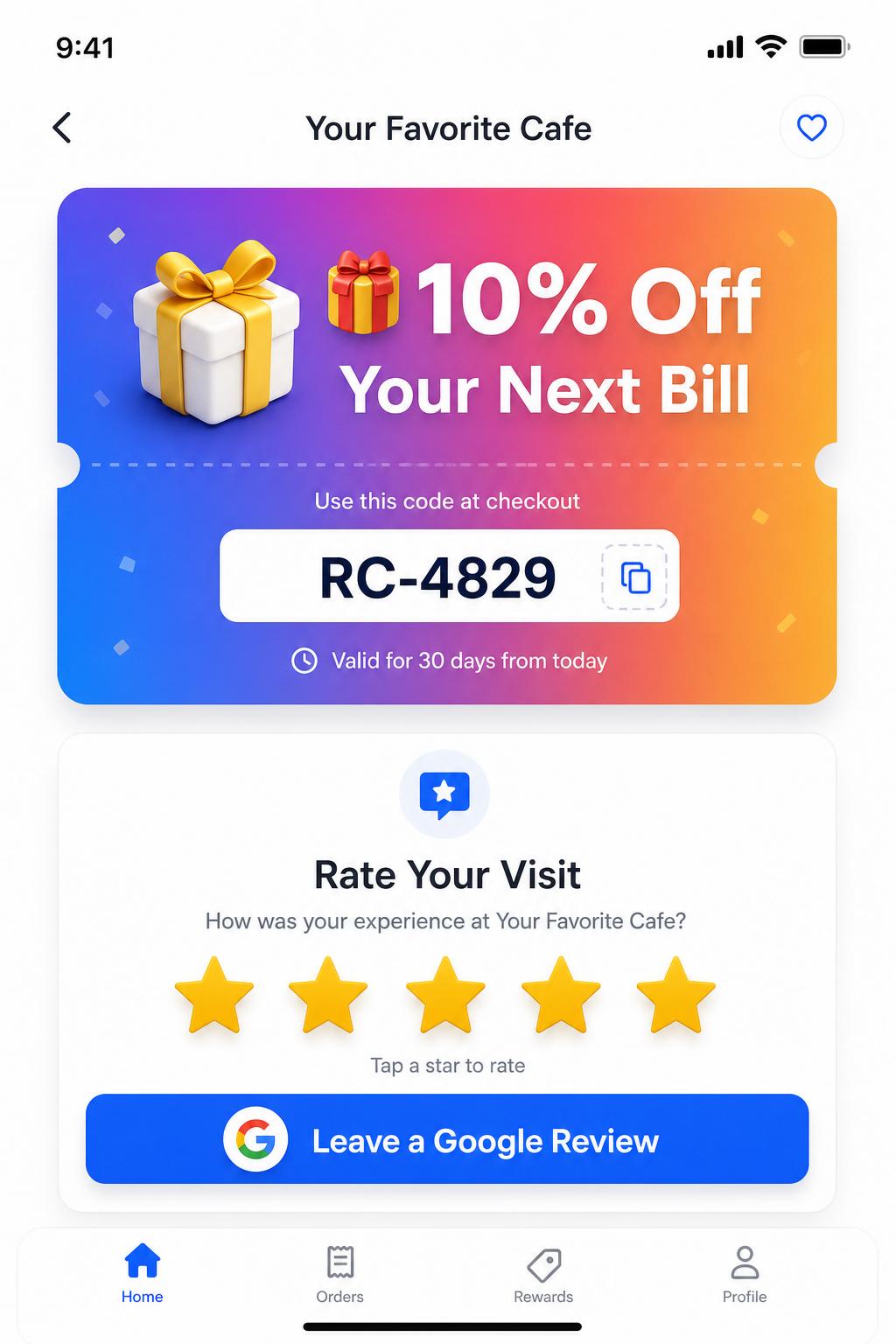 RewardCircle reward coupon — what customers actually see